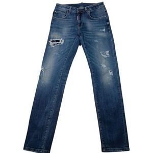Dsquared2 Jeans Mens 29x31 Blue Distressed Skinny Denim Pants Splatter Italy